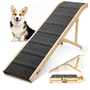 Dog Ramp for Bed, 64" Long Foldable Pet Ramp for Small Large Dogs, Dog Ramps for High Beds Car, High Traction with Platform 6 Adjustable Heights 24" to 30" Up to 220LBS Black
