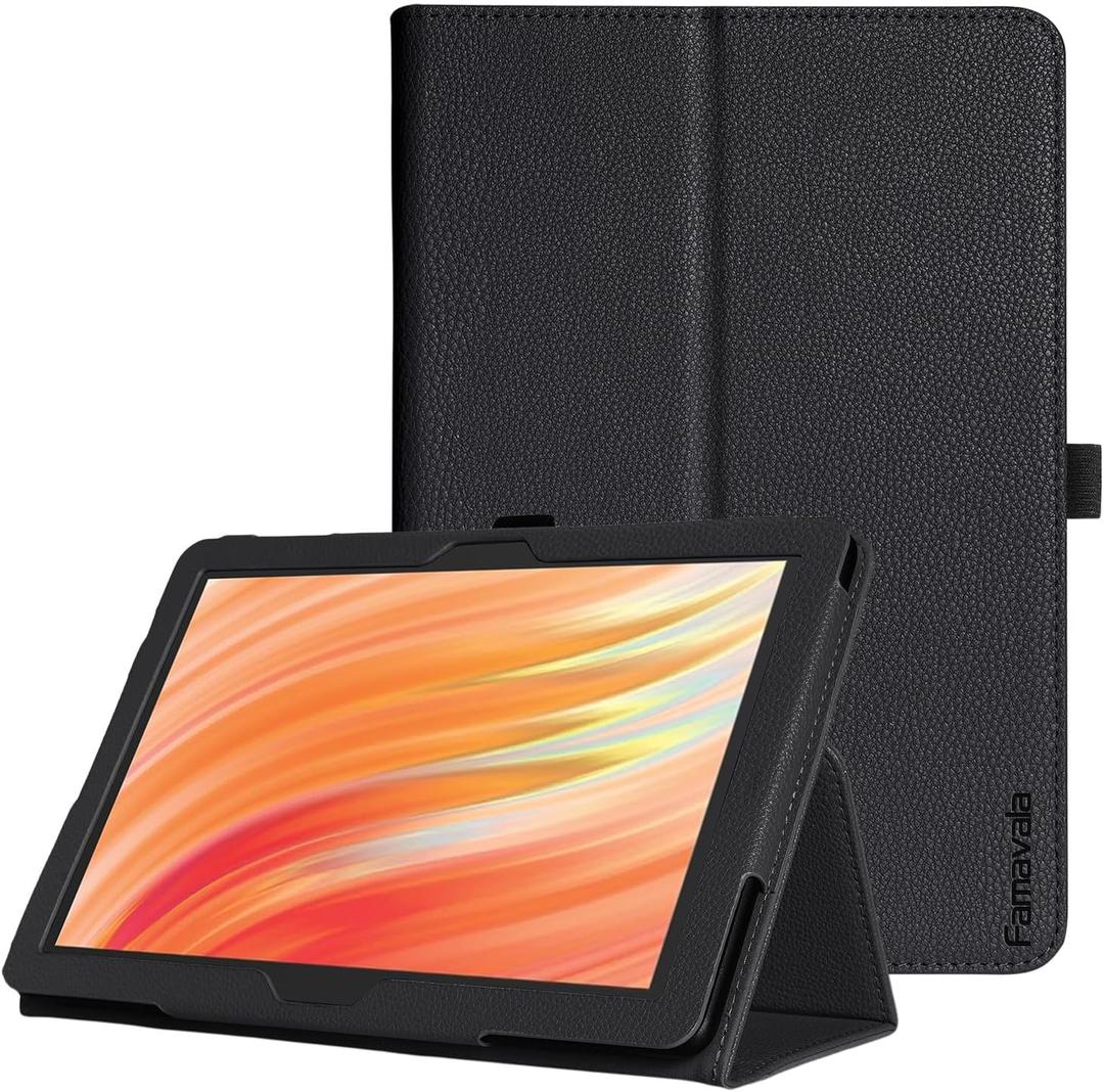 Famavala Folio Case Cover for 10.1" Amazon Fire HD 10 Tablet (13th Generation/ 11th Generation, 2023/2021 Release), with Auto Wake/Sleep (Black)
