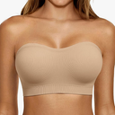 LetsJoli Push Up Strapless Bras for Women Supportive Bandeau Bra Non Slip Wireless No Underwire Padded Tube Bra (Nude,S)