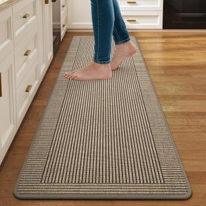 Kitchen Mats for Floor, 17''x59'' Washable Non Slip Absorbent Kitchen Mat, Braided Kitchen Runner Rug, Kitchen Sink Rug, Brown