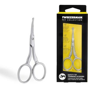 Tweezerman Pet Grooming Scissors, Stainless Steel Rounded Tip Trimming Shears for Dogs and Cats