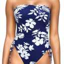 Yonique Women Strapless One Piece Swimsuit Tummy Control Bandeau Bathing Suit Cheeky Swimwear, XL Size
