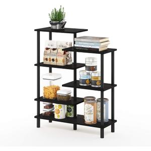 Furinno Rata 6-Tier Industrial Multipurpose Flat Base Shelf Display Rack, Wide, Americano
