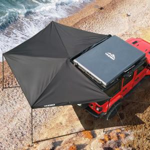 270 Awning Driver Side Free Standing Built-in LED Light, Car Side 270 Degree Awning Waterproof UV50+ Wind Resistant for SUV Van Truck