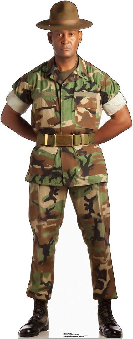 Cardboard People Camo Military Man Life Size Cardboard Cutout Standup, One Size