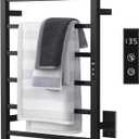 Sharpeye Towel Warmer Rack with 24hr Timer, Matte Black Heated Towel Rack for Bathroom, Plug-in/Hardwired, Wall Mounted 6-Bar Electric Towel Warmer with Temperature Control