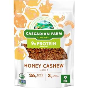 Cascadian Farm Organic Honey Cashew Granola, Protein Granola, Non-GMO, Resealable Pouch, 9 oz 3Pcs BB 14 Dec 2025