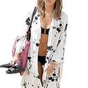 Women's Fashion Geometry Print Cover ups Tunic Kimono Cardigan Shawl, One Size