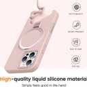 Liquid Silicone Case for iPhone 16 Pro Max with Magnetic Ring Stand, Military Grade Shockproof Protection, Anti-Scratch Microfiber Lining Covers for iPhone 16 Pro Max, Pink