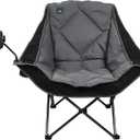 Northroad Oversized Foldable Camping Chair with Cell Phone Holder,Outdoor Padded Lawn Chair w/Cup Holder,Carry Bag for Beach, Hiking, and Picnics,Heavy-Duty 300-lbs Capacity, Black