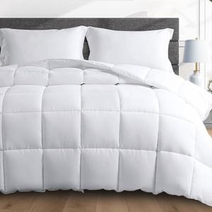 HomeSmart Weighted Comforter King Size (20lbs, 92x104), Extra Fluffy Oversized Blanket, Fits Standard and California King Beds (White)