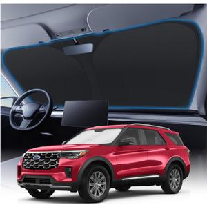 KUST Windshield Sun Shade for 2020-2025 Ford Explorer Accessories, Custom Fit Car Front Sunshade Foldable Window Sun Visor Protector Blocks UV Rays Keep Your Car Cooler