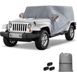 NEVERLAND Cab Cover for 1987-2026 Jeep Wrangler JK JL TJ YJ CJ 2 Door, Waterproof Jeep Wrangler Half Covers 2 Door with Trunk Zipper All Weather Sun Rain Snow UV Protection (gray)