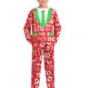 BesserBay Boys Christmas Ugly Outfit Ho Ho Ho Tie Red Crew Neck Sweatshirt Set with Pant Pocket 12 Years
