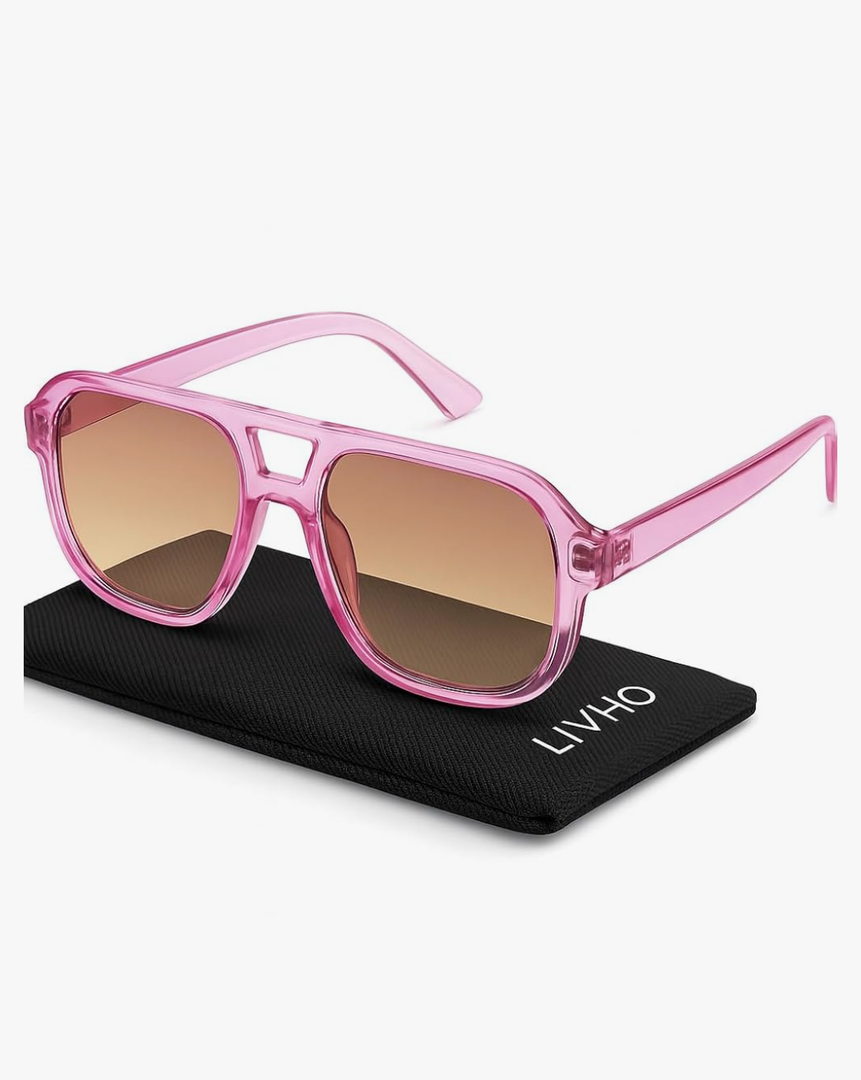 livho Trendy Polarized Square Aviator Sunglasses Women Men Square Eyewear Frame, Retro Sun Glasses for Women Men 2025 Shades