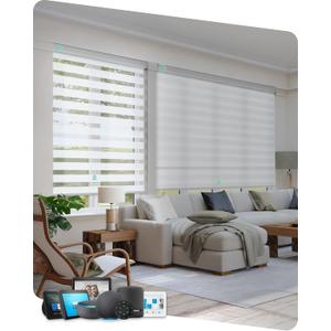 Yoolax Motorized Zebra Blinds with Remote, Voice Control, 44" W x 72" H