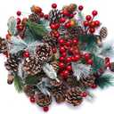 120pcs Artificial Pine Cones Pine Branch Set Fake Natural Pinecones Acorns Red Berries Christmas Decor Ornaments for Home Winter Decorations