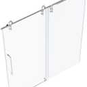 Chabatree Shower Door 60" W x 76" H Frameless Sliding Shower Door,Frameless Shower Door with Sealing Strip and Waterproof Handle,5/16"(8mm) Clear Tempered Glass,Stainless Steel Hardware,Silvery