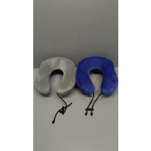 Travel Pillow, 2 Pack Travel Pillows for Sleeping Airplane, Removable Cover Neck Pillow with Adjustable Clasp, Memory Foam Neck Pillow Set ( Grey And Blue)