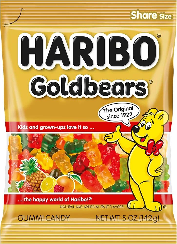 HARIBO Goldbears, Gummi Candy, 5 oz Bags (12 Packs) Assorted Flavors, Best By: 04/2027
