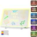 Lumiboard Led Drawing Board with Stand(13.7"x10"), 6 Colors 5 Light Modes, Acrylic Glowing Dry Erase Board Creative Gift, 7pcs Colors Markers