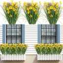 6 Bundles Artificial Flowers for Outdoors Fake Silk Flowers UV Resistant No Fade Plastic Flowers for Spring Summer Outside Garden Porch Window Box, Indoor Table Vase Home DecorYellow