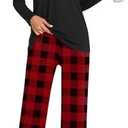 Anymiss Womens Spring Pajama Sets Winter Long Sleeve Lounge Sleepwear with Pockets Size Medium 