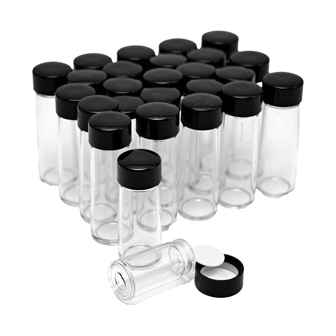 100Pcs 1 Dram Glass Sample Bottles with Screw Caps - Liquids (5ml, Clear)