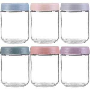 6-Pack Overnight Oats Containers with Lids 16oz Glass Mason Jars Meal Prep Salad Food Cereal Snacks Sugar Spice Pudding Yogurt Storage Mush Chia Seed Pudding Jars
