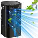 Portable Air Conditioners Fan - Portable AC Small Personal Air Cooler, Quiet Mini Mobile Cooling Fan with Handle,2/4H Timer 3 Speeds,Desk Air Conditioner with 7 Color for Home Office Car Work Outdoor