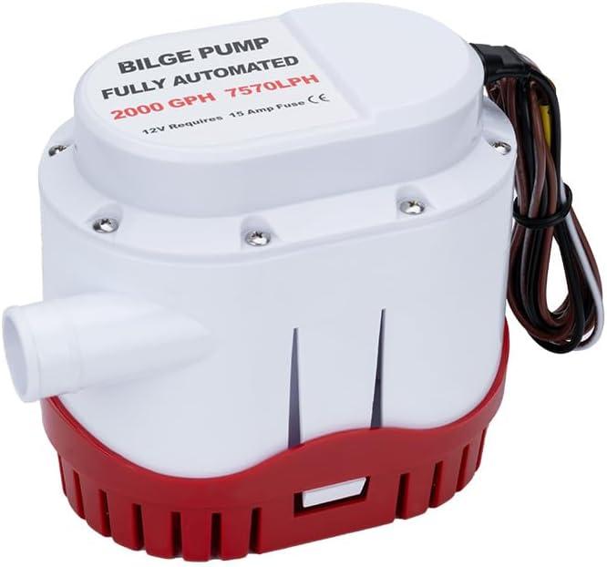 12V 2000GPH Automatic Electric Bilge Pump Marine Boat Submersible Water Pump with Built in Float Switch