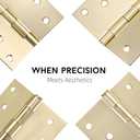 goldenwarm Pack of 6 4in Door Hinges Brushed Brass Gold Door Hinges Butt Hinges with Square Corners, Interior Door Hardware