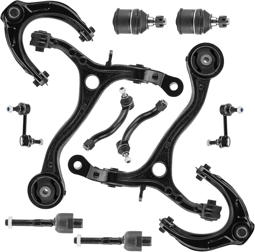 Front Upper & Lower Control Arm w/Ball Joint for Honda Accord 2008-2012, Sway Bar + Tie Rods, 12Pcs Suspension Kit K620614 K620615 K90456 K90457 ES800459 ES800460 EV800461 K500081 K641112 K641113