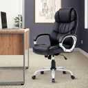 Ergonomic Office Chair Desk Chair 250 LBS Capacity High Back Adjustable Height Computer Chair w/Armrests Lumbar Support, PU Leather Rolling Swivel Task Chair Modern Executive Home Desk Chair(Black)