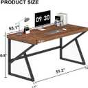 IBF Solid Real Wood Desk, Minimalist 47in Natural Wood Computer Desk, Rustic Desk for Home Office Writing Study, Vintage Industrial Wooden PC Gaming Workstation Computer Table, Brown