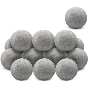 Zhenx Ceramic Fire Balls, 3 Inch, Set of 15 Round Fire Stones, for Indoor and Outdoor Fire Pits, Fire Bowls and Fireplaces, Grey (Gray)