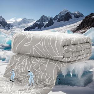 ZonLi Cooling Blanket for Hot Sleepers, 90"x90" Queen Size Lightweight Cool Touch Breathable Summer Blanket for Night Sweats, All-Season Cold Blankets, Tropical Gray