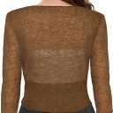 Summer Bolero Shrugs for Women Sheer Short Tie Front Cardigans for Dress 3/4 Sleeve Tops (Coffee, M)