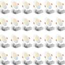 Amico 24 Pack 6 Inch 5CCT Ultra-Thin LED Recessed Ceiling Light with Junction Box, 1050LM Brightness, Dimmable Canless Wafer Downlight, 12W, ETL&FCC