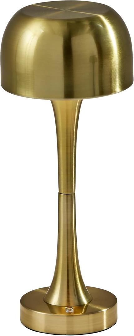 Adesso Cordless Table Lamp with 3-Level Touch Dimmer & Built-in Rechargeable Battery  15" Tall Touch Lamp, Antique Brass Finish