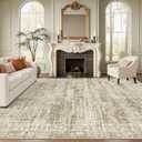 Soalmost Washable Area Rug 8x10, Large Soft Rugs for Living Room Vintage Area Rugs for Bedroom Dining Room Non-Slip Stain Resistant Brown Under Table Rug