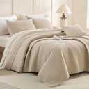 CozyTide Oversized King Quilt 120x120,Stone-Washed Cotton Wheat Oversized King Bedspread,3 Pieces Lightweight Ultra Soft California King Coverlet Set for All Season