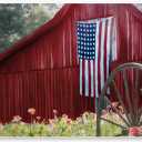 Red Barn American Flag, 13 x 19 Inch Mounted Print on Wall Plaque | Stupell Industries · By Kim Allen · Ready to hang · Rustic country charm for any room · Made in USA