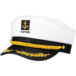 Captain Yacht Hat Boat Cap, Sailor Marine Admiral Hat for Halloween Costume Accessories, 8.6 x 6 x 2'' White