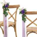 Wedding Aisle Decorations for Wedding Ceremony Set of 10 Pew Flowers for Church Chair Decorations Party Decor with Artificial Flowers Eucalyptus and Ribbons Purple