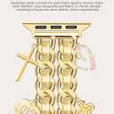Gold Watch Bands for Women Compatible with Apple Watch Band 46mm 42mm(S3/2/1) 44mm 45mm 49mm Adjustable Unique Charms Metal Strap Chain Bracelet for iWatch Series 11/10/9/8/7/6/5/4/3/2/1/SE/Ultra