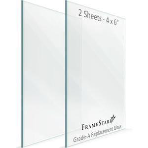 4x6 Glass - Crystal Clear, 2 Pack - Replacement Glass for 4 x 6 Picture Frames - Real Cover Sheets