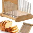 NiHome Bamboo Bread Slicer for Homemade Bread with Stainless Steel Guides, Adjustable Thickness for Toast & Sandwiches, Foldable Compact Sourdough Wood Cutting Board