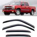 in-Channel Rain Guards for 2001-2007 Chevy Silverado & GMC Sierra 1500/2500/ 3500 Crew Cab, Window Visors Vent Deflector Shade Smoke for 02-06 Chevy Suburban/GMC Yukon XL/Escalade EXT/Avalanche