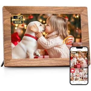 Frameo 10.1" Digital Picture Frame, Smart WiFi Digital Photo Frame with 1280x800 HD IPS Touch Screen 32GB Memory Auto-Rotate Wall Mounted, Share Photos/Videos from Phone Anywhere - Brown